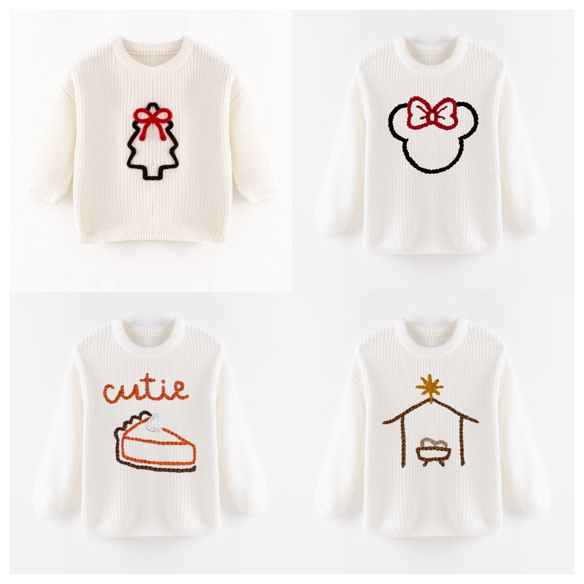 Cozy Christmas Embroidered White Sweaters – Festive & Fun for Winter
