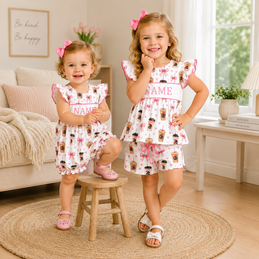 Personalized Girls Smocked Outfit with Custom Embroidered Name