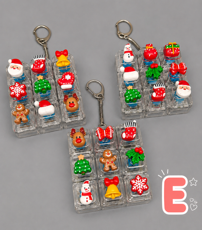 Christmas Fidget 9-Key Pressing Stress Relief Keychain with Cute Holiday Charms