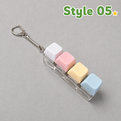Pastel Colors Finger Press Button Cube Squishy Keyboard Keychain Stress Relief Toy