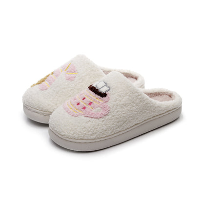 2025 Christmas Grinch Gingerbread Farm Chicken Plush Slippers Unisex Winter Cotton Home Slippers