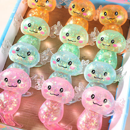 Salamander Squishy Toy with Gold Glitter Stress Relief Squeeze Toy
