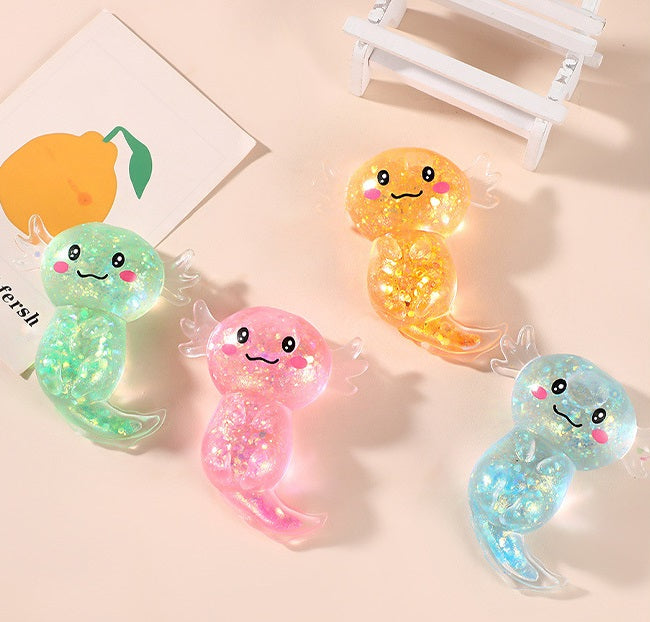 Salamander Squishy Toy with Gold Glitter Stress Relief Squeeze Toy