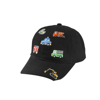 Kids Embroidered Baseball Cap with Cars Fire Truck Taxi Digger Truck Designs