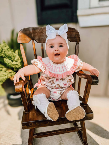 Girls DARLIN Embroidery Smock Cowboy Hat Dress & Bubble