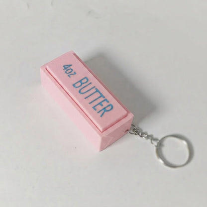 3D Printed Butter Clicker Fidget Keychain – Mini Food-Themed Bag Charm