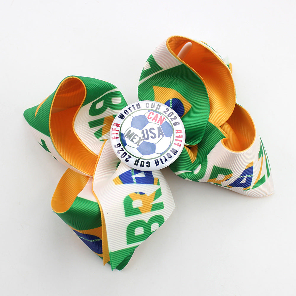 5.5-inch Double-Layer World Cup Ribbon Bow Hair Clip for USA, Canada & Mexico