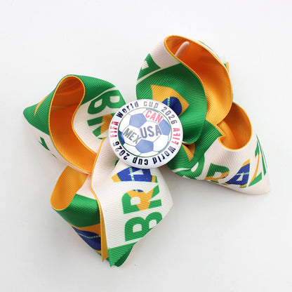 5.5-inch Double-Layer World Cup Ribbon Bow Hair Clip for USA, Canada & Mexico