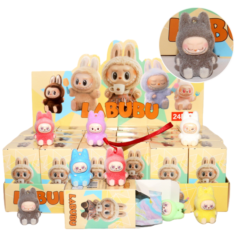 Flocked Cartoon Character Blind Box Collectibles Mini Display Figurines & Hanging Charms Assorted Styles
