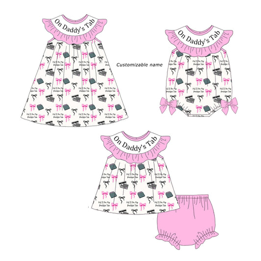 Summer Pink Bow ON DADDY'S TAB Smocked Embroidery Set Collection