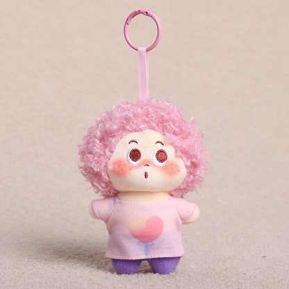 Curly Hair Plush Doll Bag Charm – Cute Character Keychain