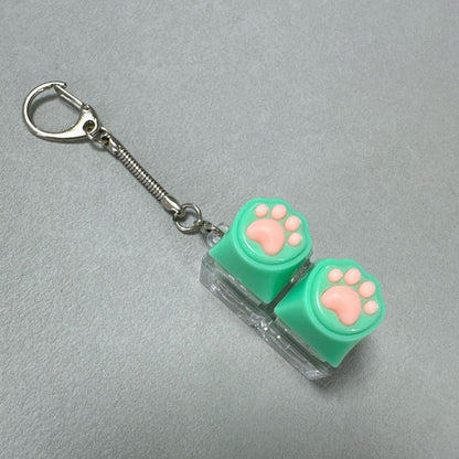 Kawaii Paw Print Keycap Bag Charm Keychain – Cute Mini Keyboard Keychain for Gifts