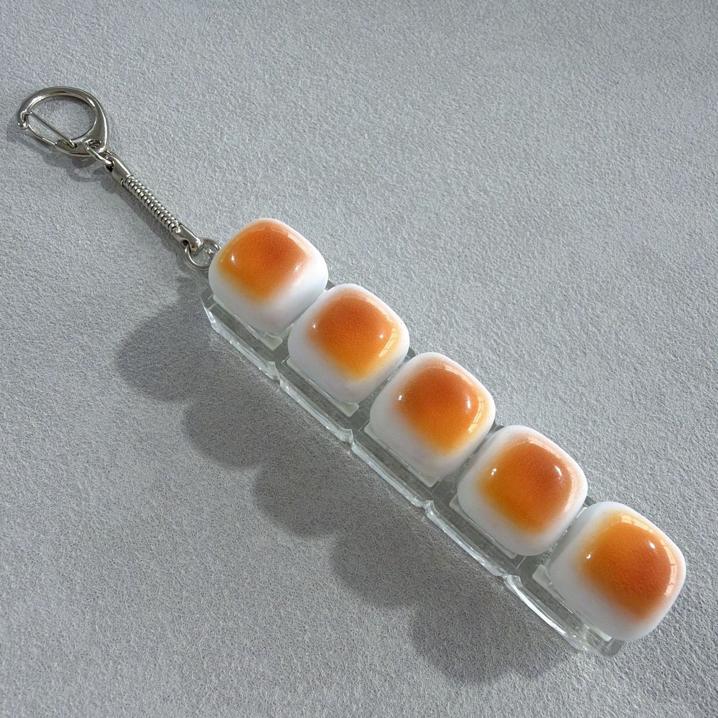 Caramel Mini Toast Cube Keycap Stress Relief Keychain Squishy Keyboard Button Charm