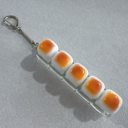 Caramel Mini Toast Cube Keycap Stress Relief Keychain Squishy Keyboard Button Charm