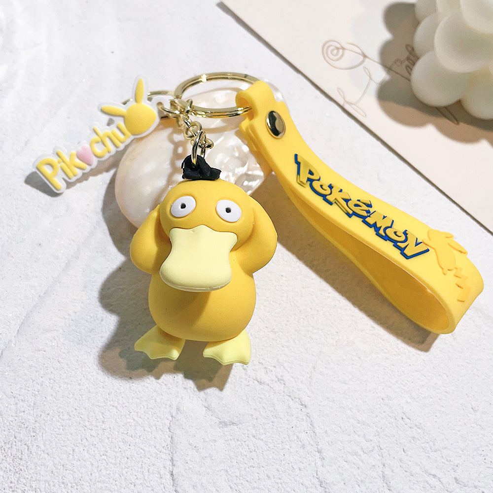 Cartoon Pikachu Silicone Keychain Pokémon Mini Figure Bag Charm Pendant