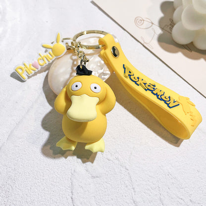 Cartoon Pikachu Silicone Keychain Pokémon Mini Figure Bag Charm Pendant