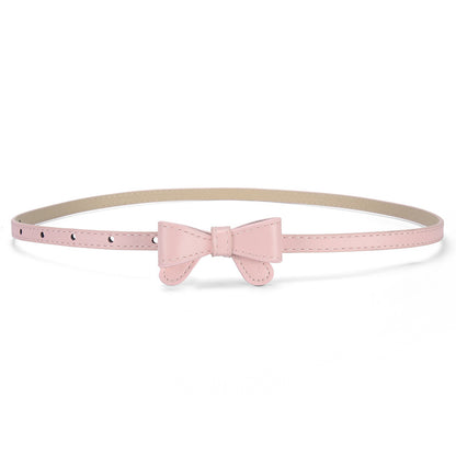 Bow Waist Belt for Girls Simple Fashion Pin Buckle Leather Belt
