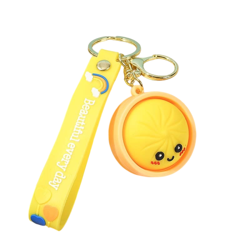 Cute Squishy Bun Keychain – Pressable Fidget Stress Relief Toy