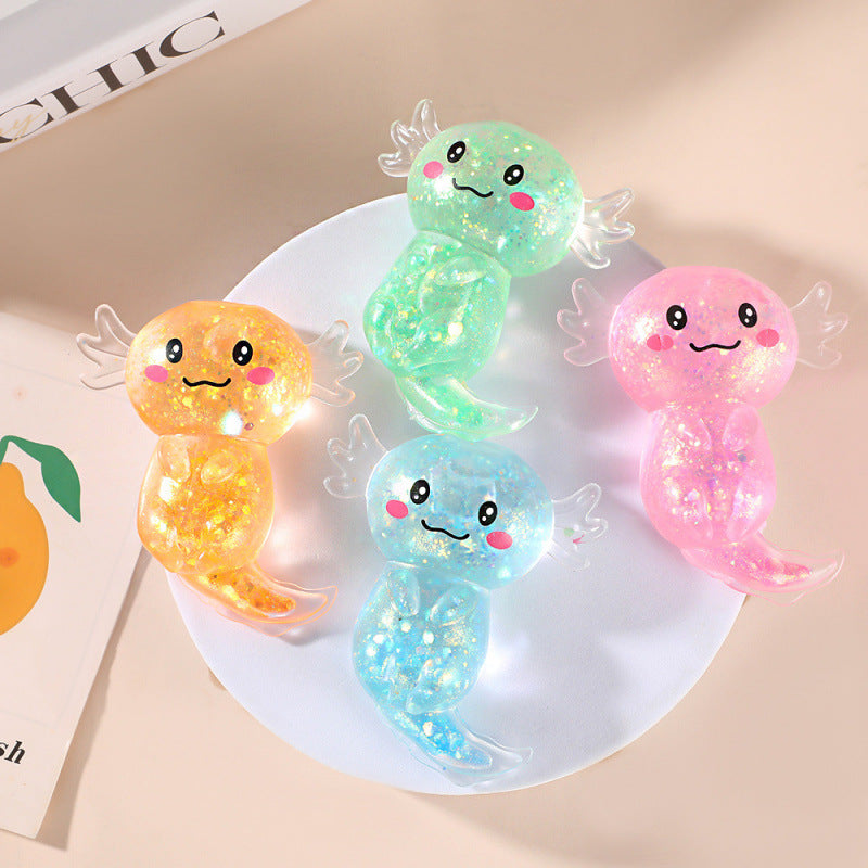 Salamander Squishy Toy with Gold Glitter Stress Relief Squeeze Toy