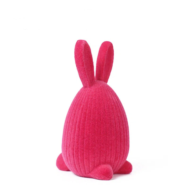 Minimalist Flocked Resin Easter Bunny Decor Tabletop Home Ornament Gift