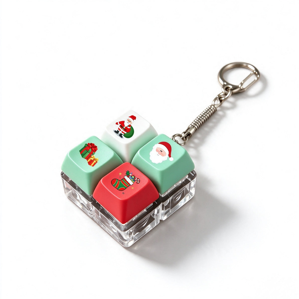 Christmas Gift Fidget Keychain Button Pressable Stress Relief Bag Charm