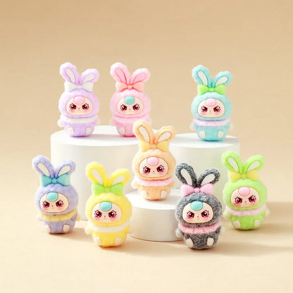 Bunny Capybara Baby-three Flocked Mini Figurine Desktop Ornament Car Decoration Collectible Toy