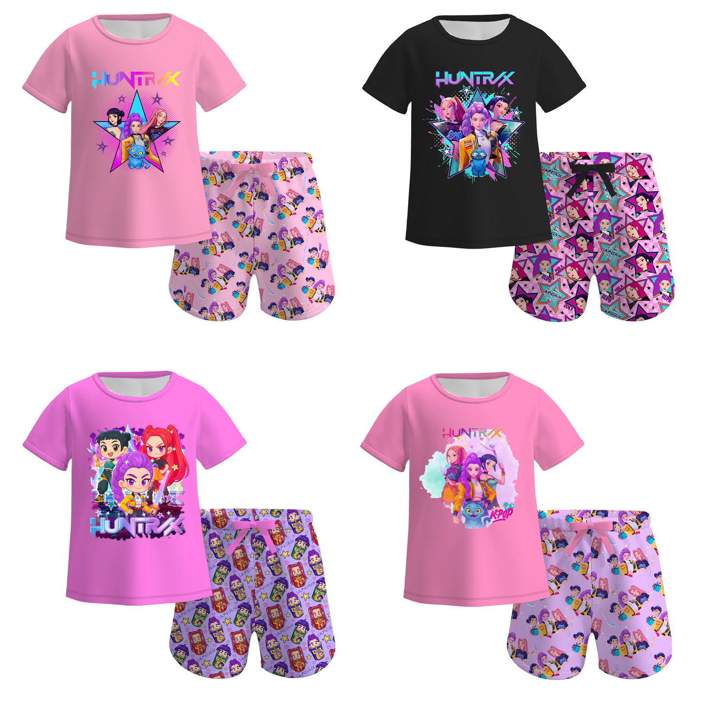 2026 Girls Spring Kpop Demon Hunter Print Short Set