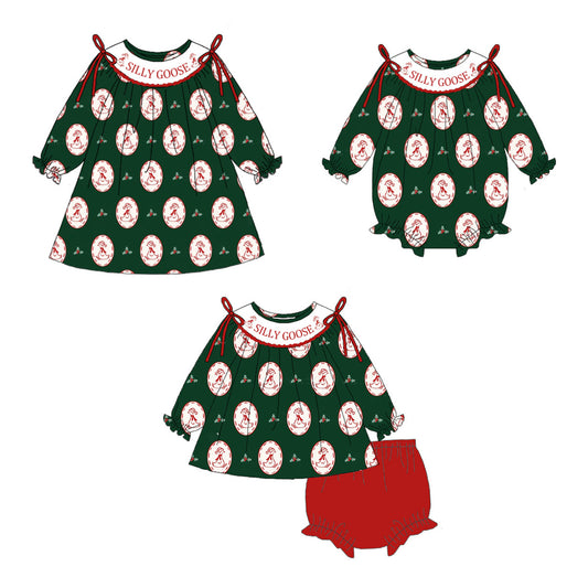 Christmas Kids Outfit – Silly Goose Embroidered Holiday Collection