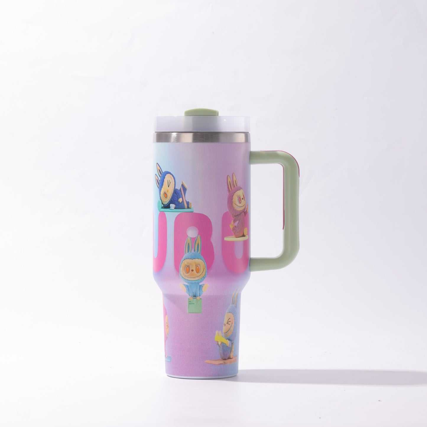 Labubu 40oz Insulated Tumbler with Handle and Straw Car Travel Mug Hot & Cold Stainless Steel Cup