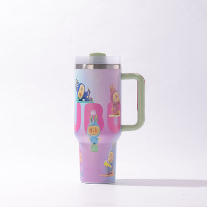 Labubu 40oz Insulated Tumbler with Handle and Straw Car Travel Mug Hot & Cold Stainless Steel Cup