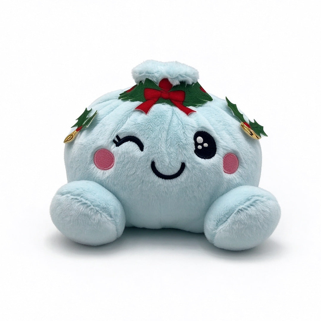 Christmas Bao Bun Plush Toys – Cute Holiday Dumpling Characters, Plush Only or with Bamboo Steamer Gift Box