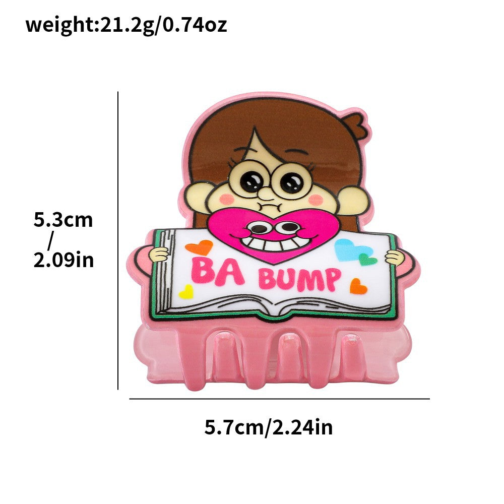 Gravity Falls Inspired Cartoon Acrylic Hair Claw Clip for Kids Animated Style Hair Accessory