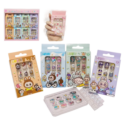 Kids Cute Cartoon Press On Nails Colorful Character Nail Art Sets