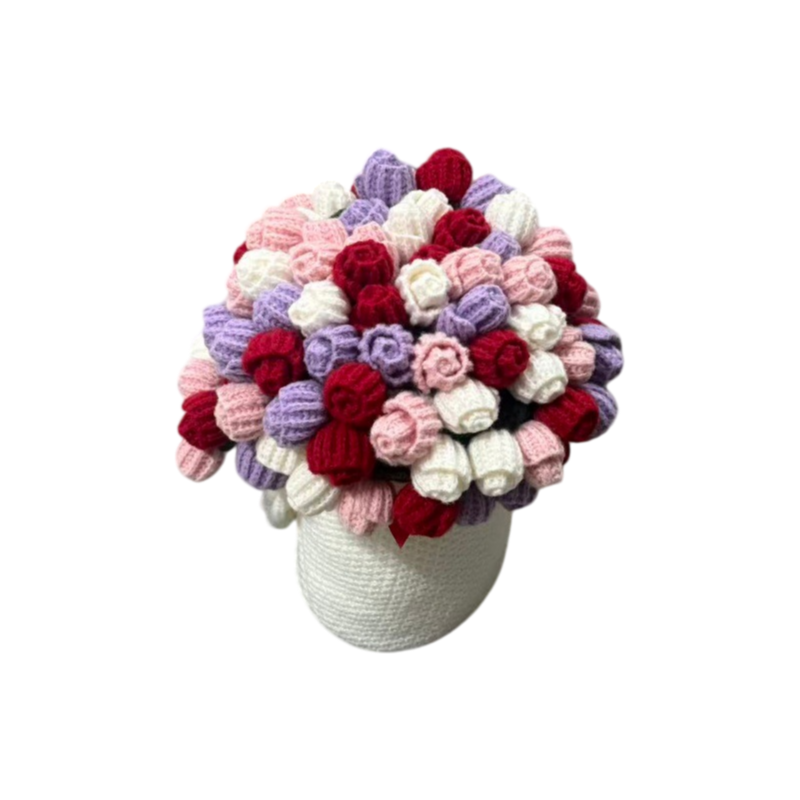99 Roses Flower Edge Knit Throw Bouquet Style Floral Blanket