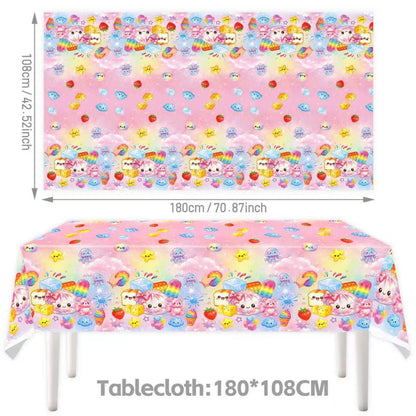 Kawaii Squishy Toy Themed Birthday Party Supplies – Cute Cartoon Paper Plates, Cups, Napkins, Tablecloth & Decorations
