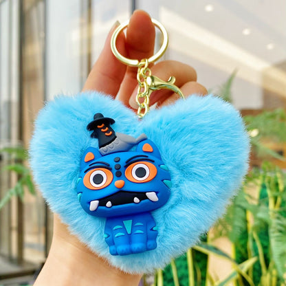 KPOP Demon Hunters Heart Shape Silicone Plush-Inspired  Key Chain Bag Charm & Accessory