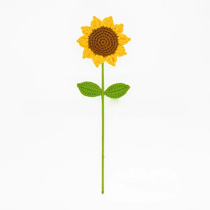 Handmade Crochet Sunflower &Smiley Face Colorful Yarn Knitted Flower Gift (Single Stem)