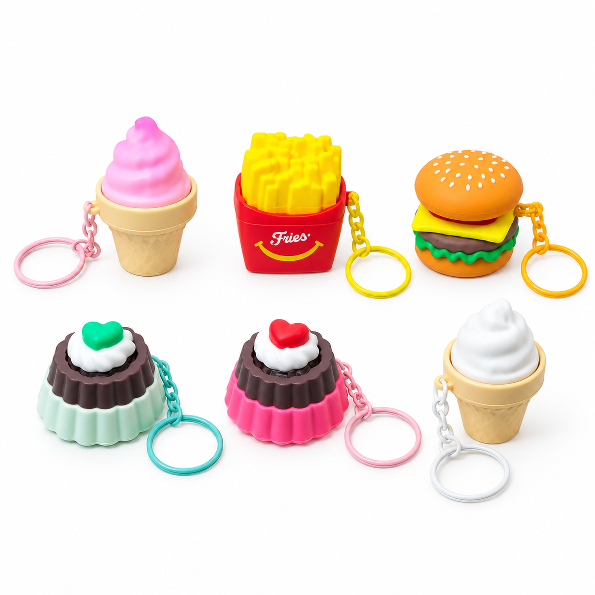 Button Fidget Keychains – Novelty Stress Relief Sensory Toys, Pizza, Donut, Clover, Cat Paw & More