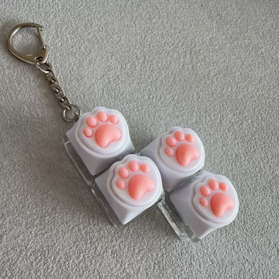 Silicone Cat Paw Keycap Stress Relief Keychain Keyboard-Style Pendant Charm