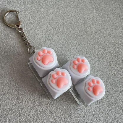 Silicone Cat Paw Keycap Stress Relief Keychain Keyboard-Style Pendant Charm