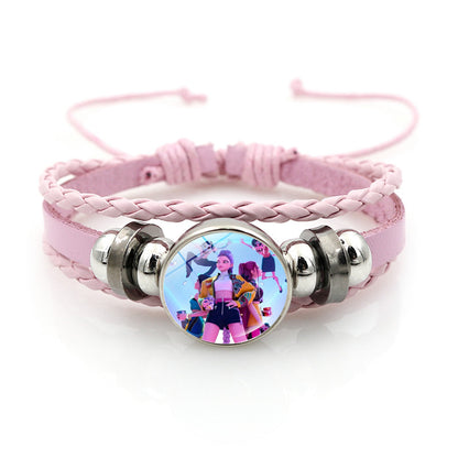 K-POP Demon Hunters & Gaza Boy Group Bracelet Adjustable Braided Leather Fan Jewelry Available in 3 Colors