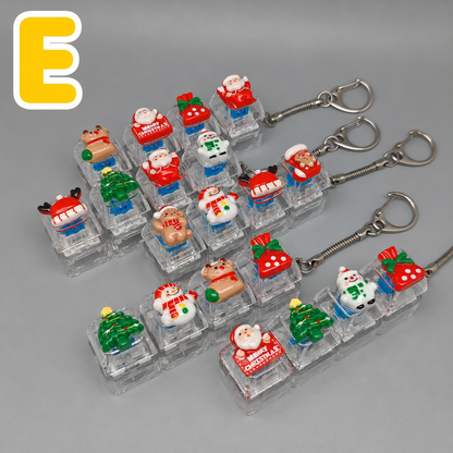 Christmas Fidget Keychain, 4-Key Pressing Stress Relief Keychain with Cute Holiday Charms