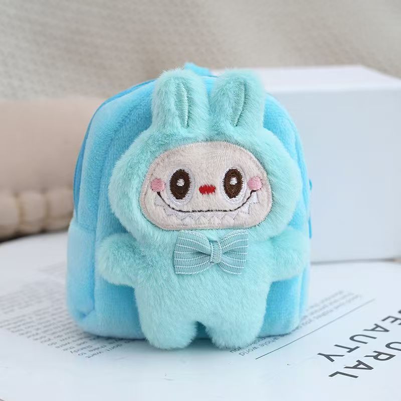 Plush Labubu Mini Backpack Coin Purse & Earphone Case – Cute Bag Charm Keychain