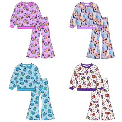 2025 Winter Kpop Demon Hunters Girls Top+Pant Fashion Outfit Set