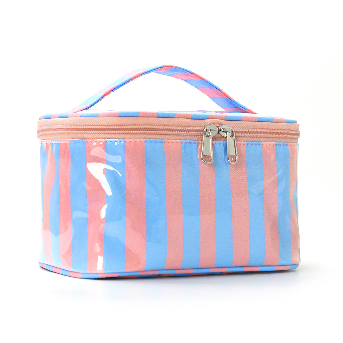 PVC Striped Waterproof Clear Cosmetic Bag Makeup Travel Toiletry Organizer Carry Pouch