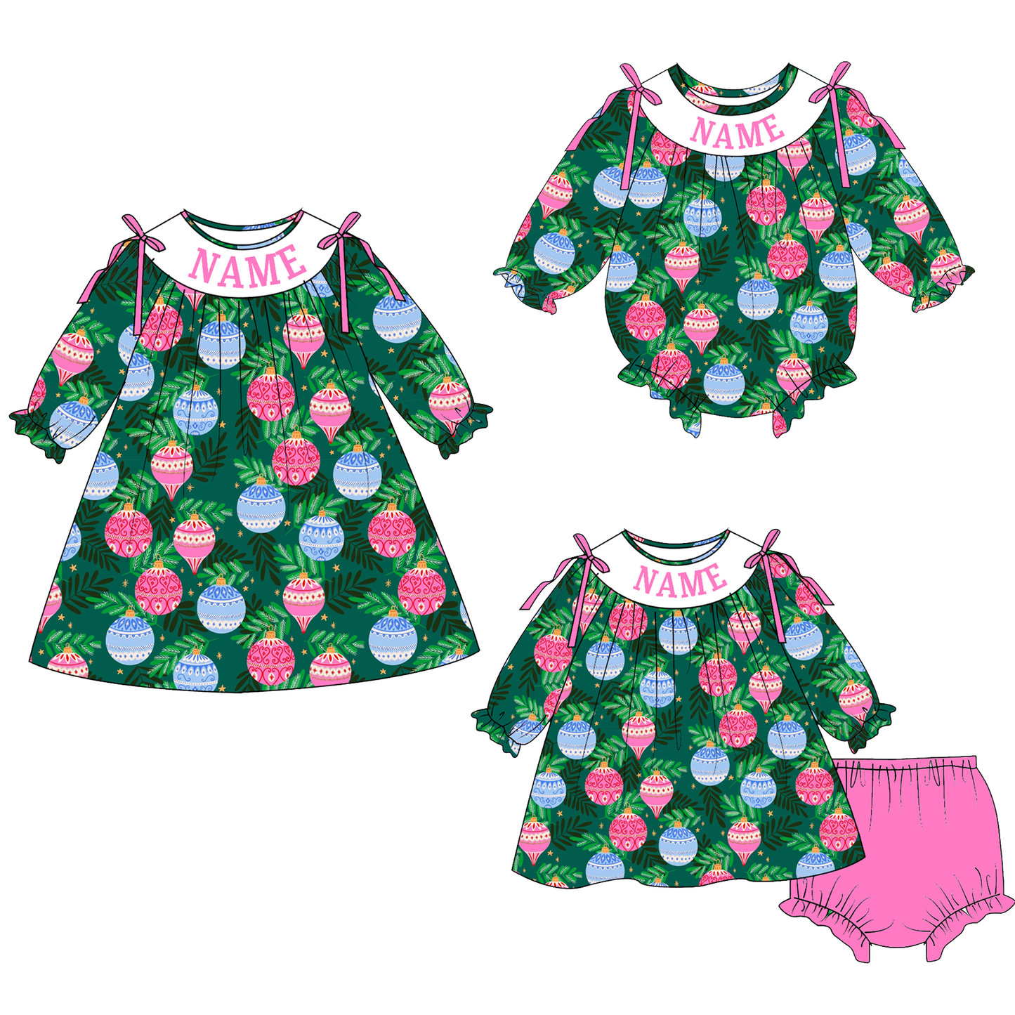 Fall Balloon Smocked Embroidery Custom Name Outfit Collection