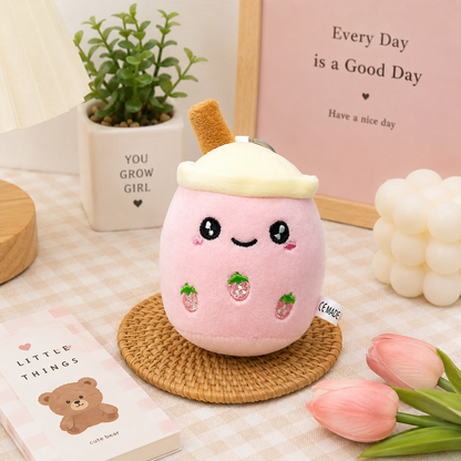 Cute Boba Tea Plush Keychain – Kawaii Bubble Tea Bag Charm & Soft Plush Pendant