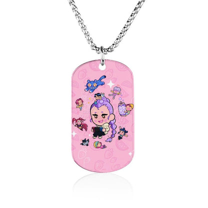 K-Pop Demon Hunters Stainless Steel Pendant Necklace Cartoon Anime Jewelry Accessory