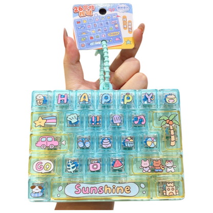 Transparent Dual-Color 26-Key Fidget Keyboard Keychain – Clicky Stress Relief Toy
