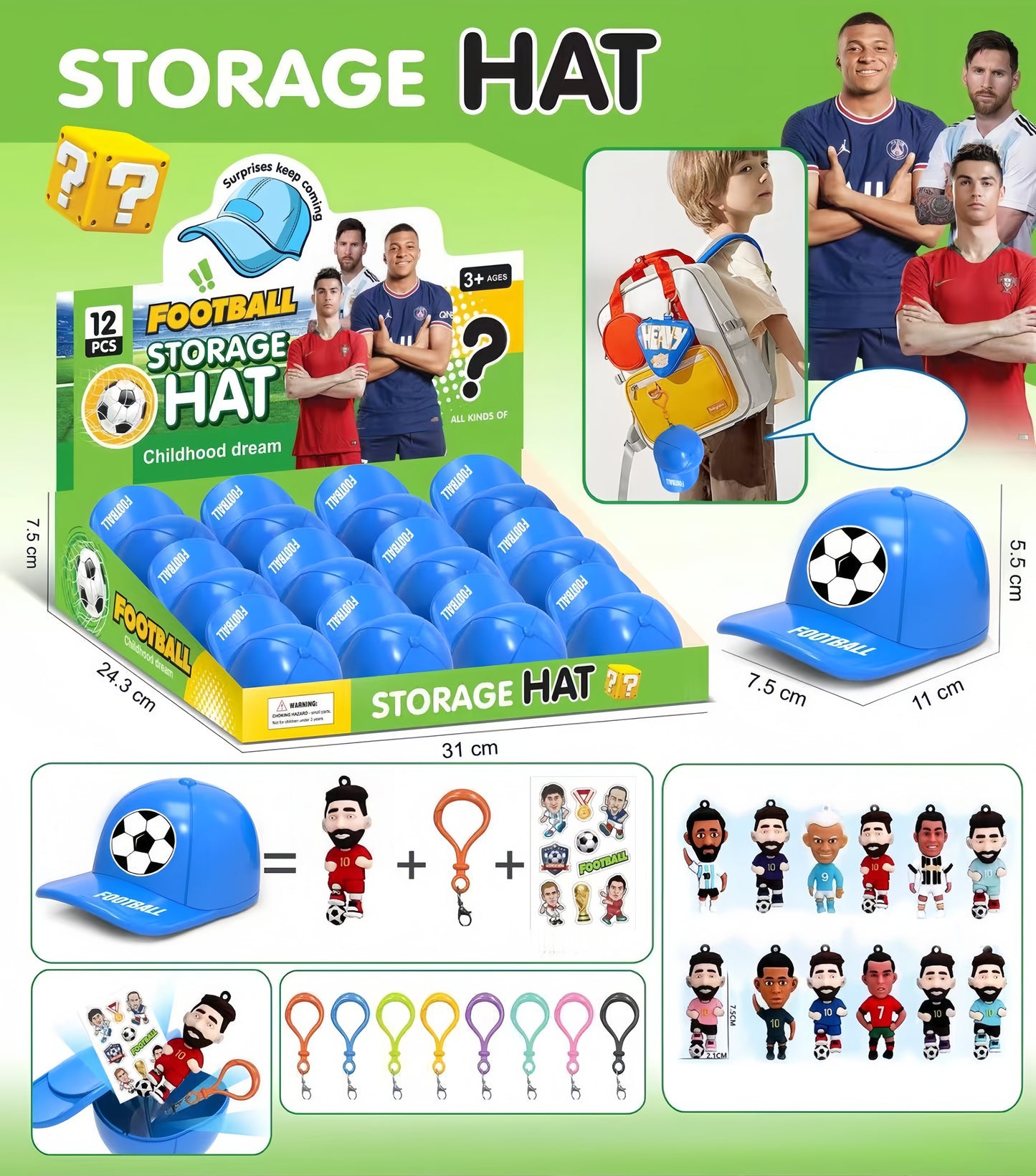 Storage Hat Blind Box Capsule Cartoon Figures Trendy Collectible Keychain Toys